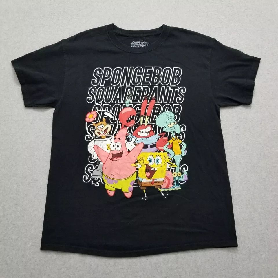 Nickelodeon SpongeBob Shirt Mens Large Black Short Sleeve Crew Neck Size US L / EU 52-54 / 3 - 1 Thumbnail