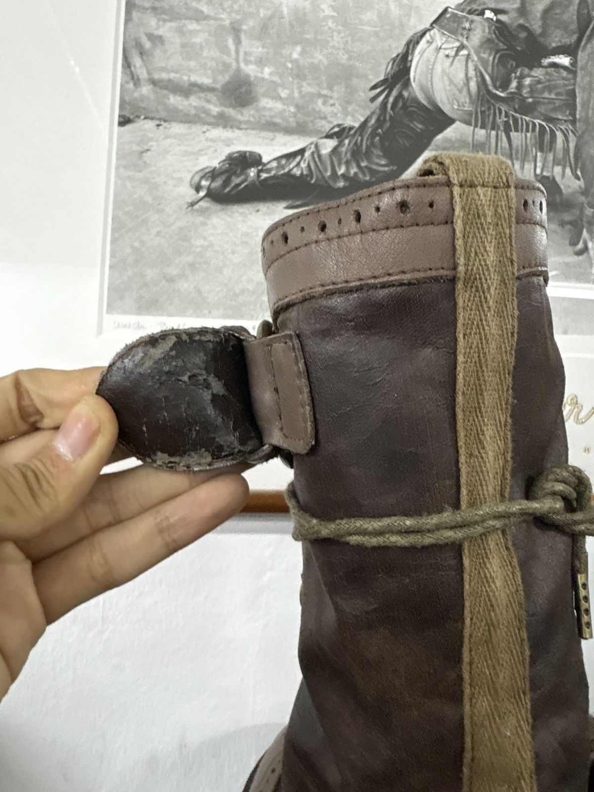 Alfredo Bannister Yosuke Dirk Bikkembergs style lace trough heel leather boots Size US 7.5 / EU 40-41 - 24 Thumbnail