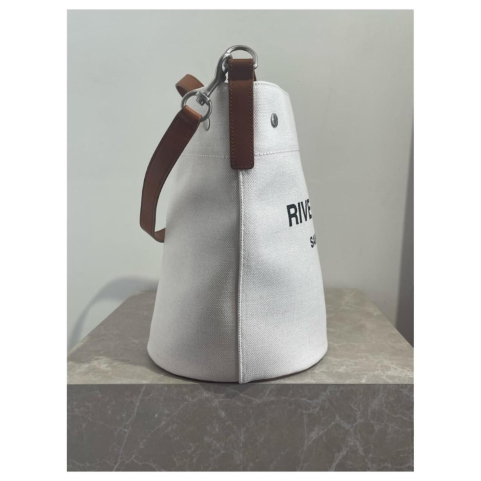 Saint Laurent Paris o1b1hav110924 Size: OS / Rive Gauche Bucket Bag Linen White Size ONE SIZE - 4 Thumbnail