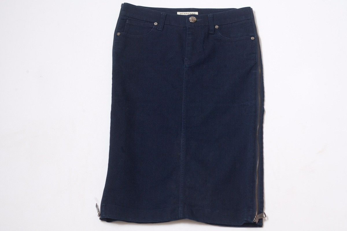image of Burberry London Denim Pockets Skirt in Blue, Women's (Size 26)