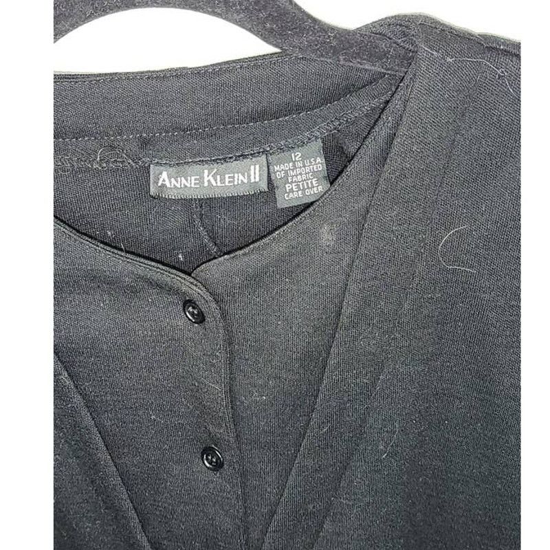 Anne Klein Anne Klein II Black Wool Button Down Blouse Size 12P Size XL / US 12-14 / IT 48-50 - 4 Thumbnail