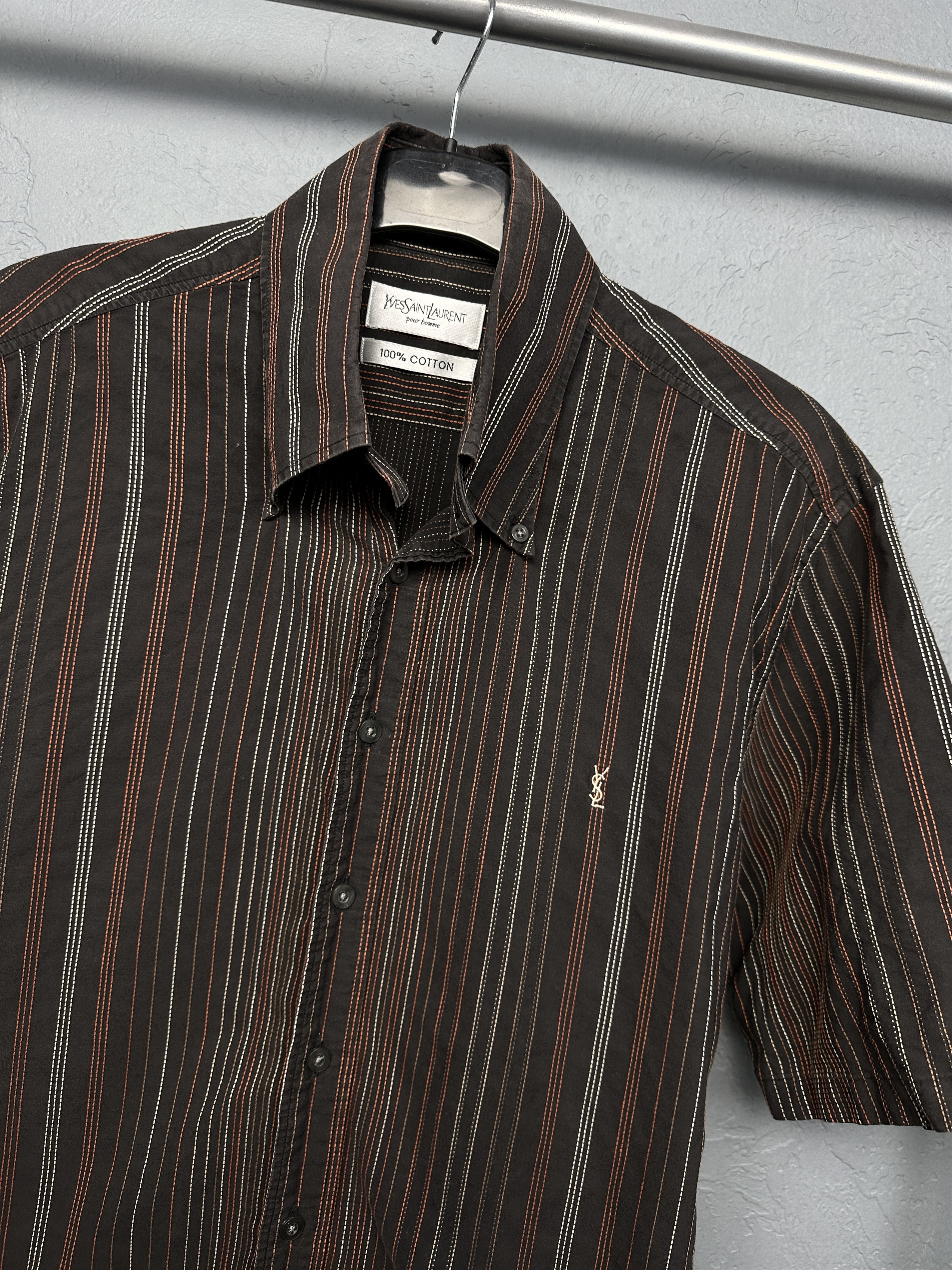 Yves Saint Laurent Yves Saint Laurent YSL Mens Short Sleeve Shirt Size US L / EU 52-54 / 3 - 2 Thumbnail
