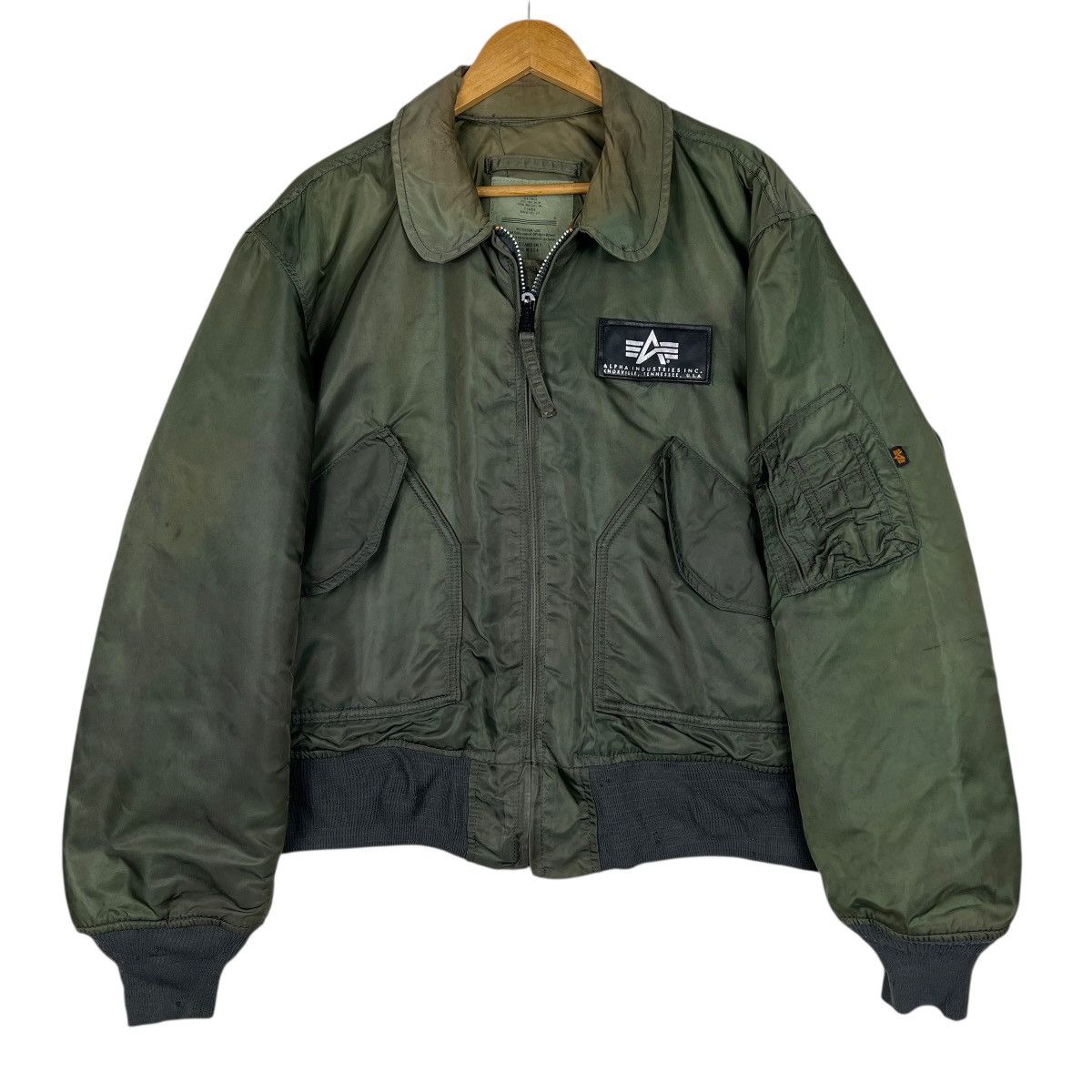 Alpha Industries Vintage alpha Cwu 45 P Bomber Jacket Made In Usa Size XL Size US XL / EU 56 / 4 - 1 Thumbnail
