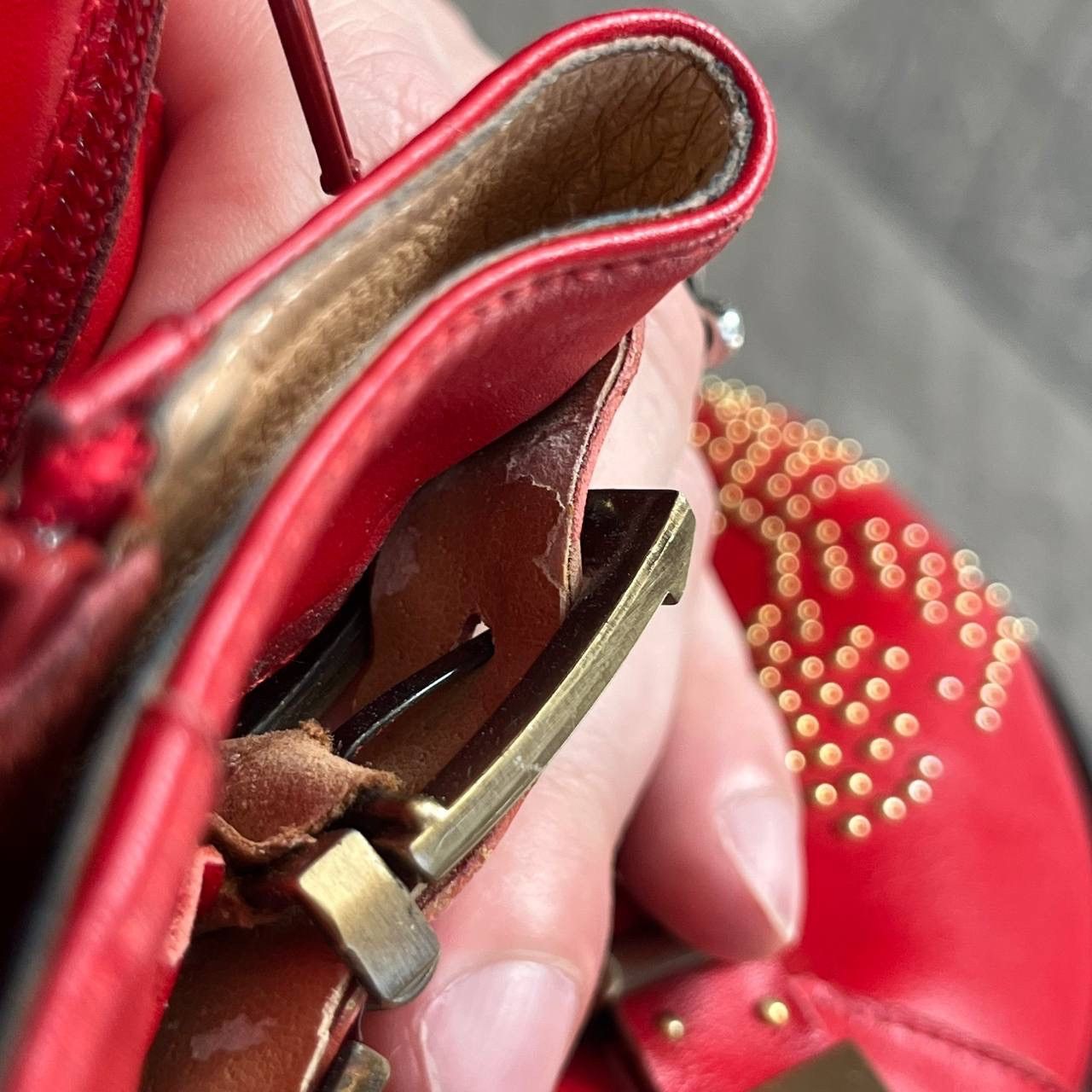 Chloe Chloé Red Studded Buckle Western Ankle Boots Pointed Toe Size US 7 / IT 37 - 10 Thumbnail