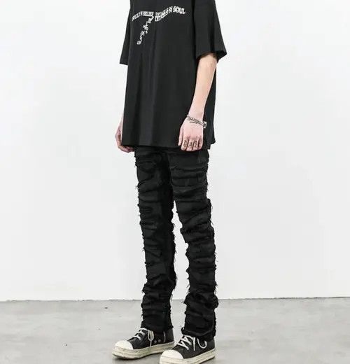 Jean Skinny Denim Jeans Heavy Destruction Ripped Size US 32 / EU 48 - 3 Thumbnail