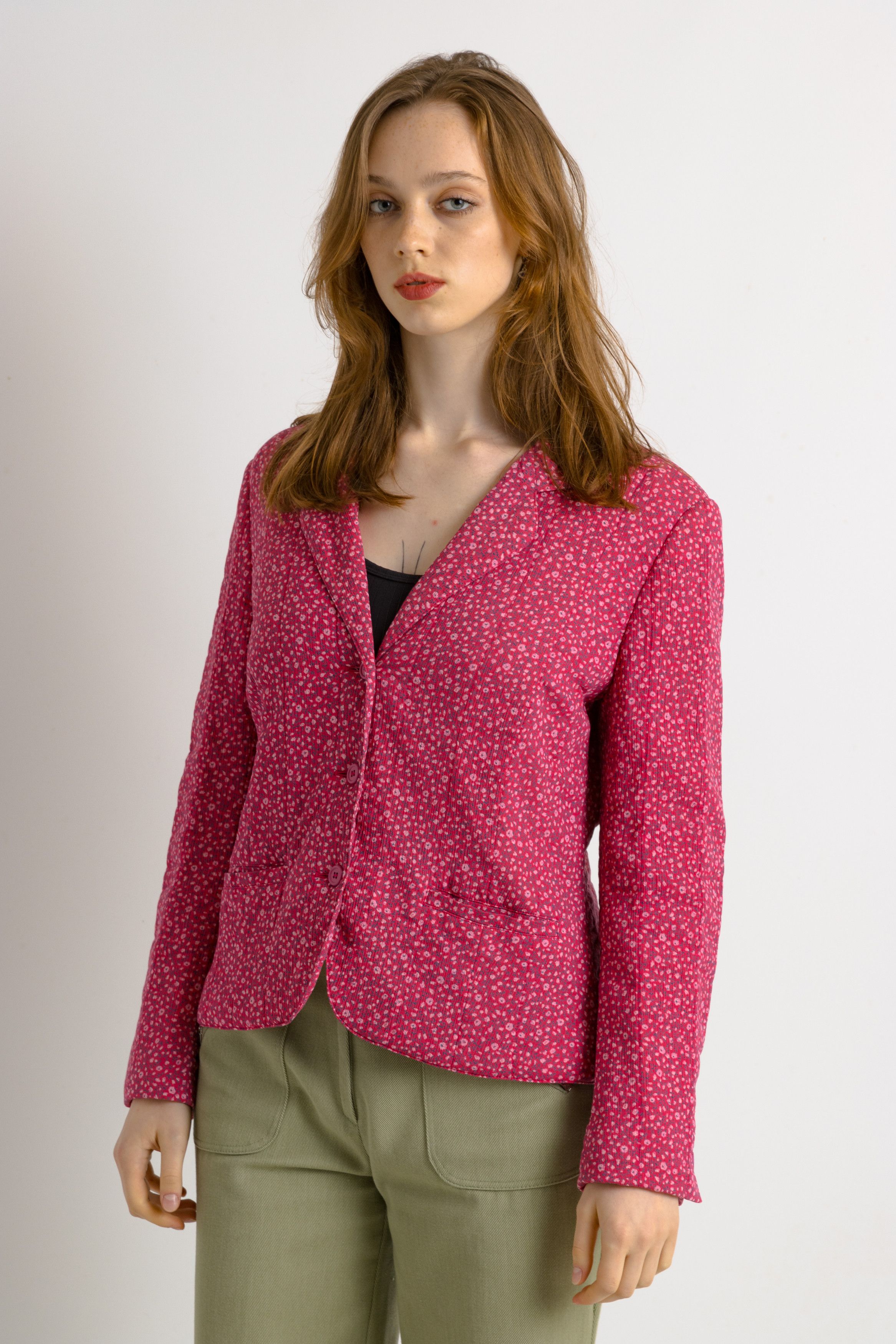 Bogner Vintage 90s Bogner Quilted Cropped Buttons Blazer 7493 Size M / US 6-8 / IT 42-44 - 3 Thumbnail