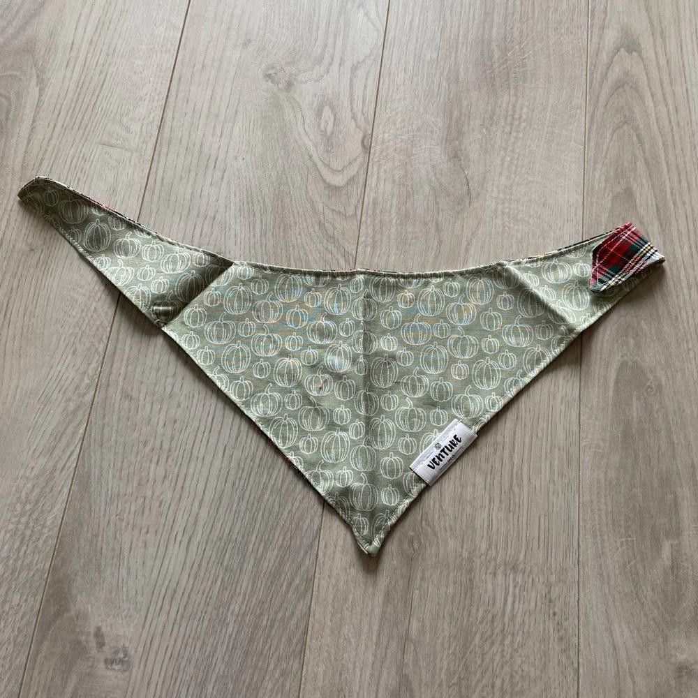 Designer Venture Dog Co Pumpkin and Plaid Dog Bandana Size ONE SIZE - 1 Thumbnail