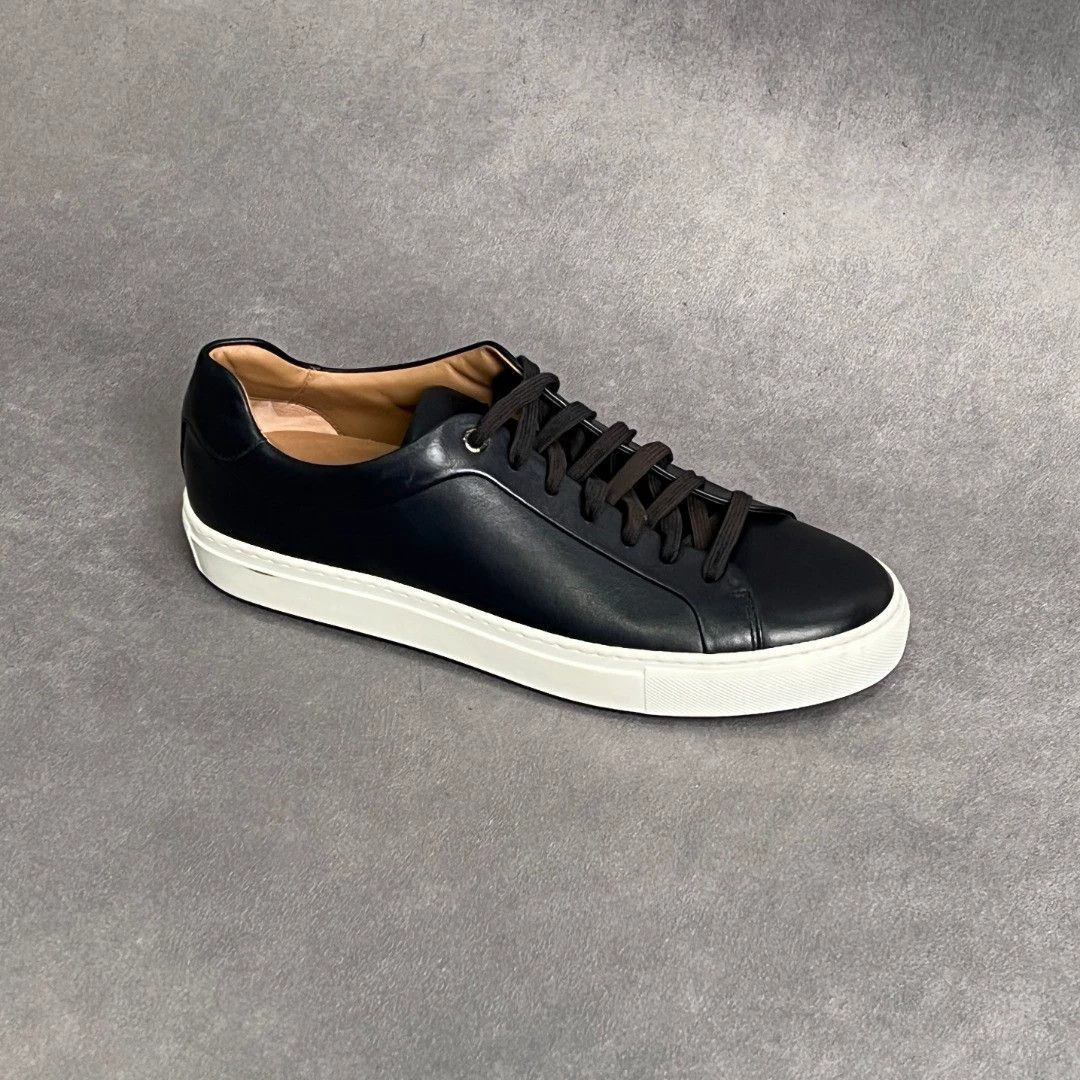 Hugo Boss HUGO BOSS Black Calf Leather Sneakers Size US 10 / EU 43 - 6 Thumbnail