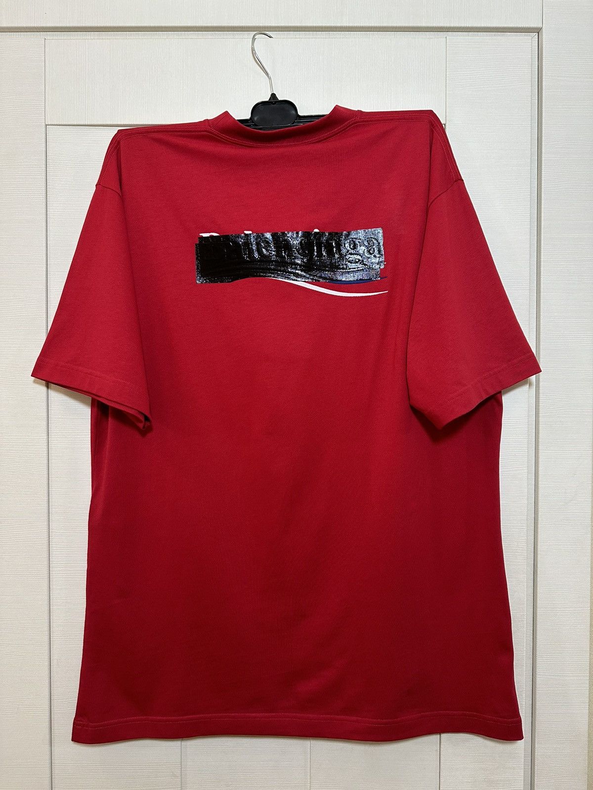 Balenciaga Red Gaffer Logo Printed Cotton T Shirt Size US XS / EU 42 / 0 - 2 Thumbnail