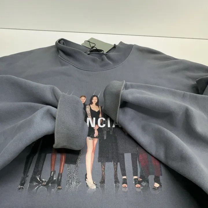 Balenciaga Balenciaga Balenciaga Blue Portrait Logo High Neck Sweatsh Size US XL / EU 56 / 4 - 3 Thumbnail