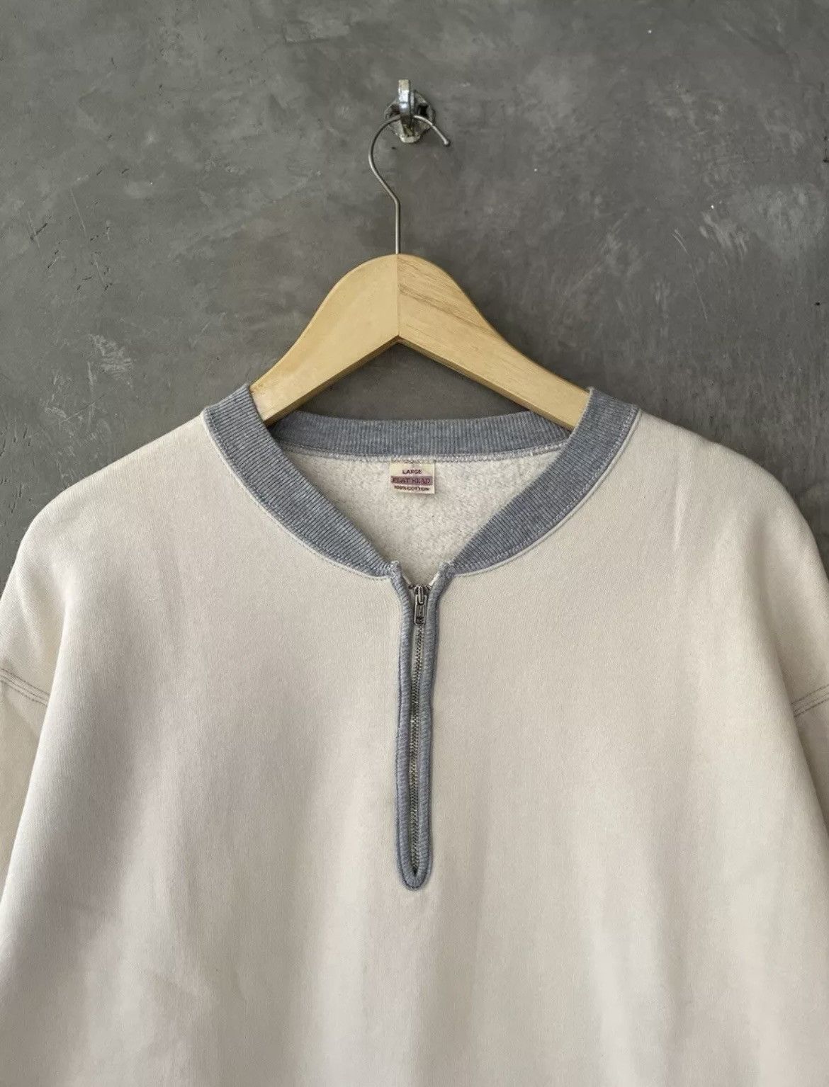 Japanese Brand × The Flat Head The Flat Head Heavy Sweatshirt Sportswear Half Zip Two Tone Size US L / EU 52-54 / 3 - 3 Thumbnail