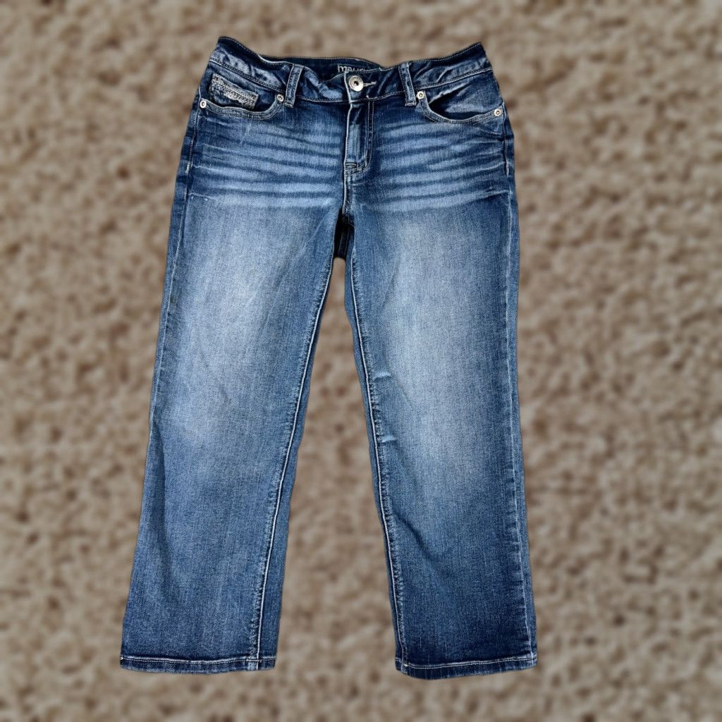 Vintage Maurices Jeans Womens Capri Crop Low Rise 3 25x21 Blue Denim Cotton Blend 5-Pocket Design Size 26" / US 2 / IT 38 - 1 Thumbnail