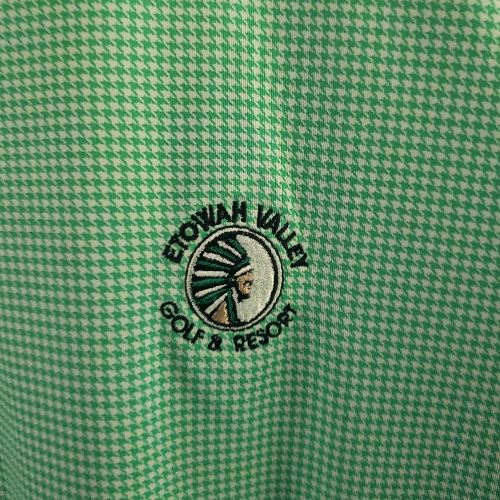 Footjoy FootJoy Polo Men XL Green Geometric Stretch Performance Golf Etowah Valley GC Shirt Modern Casual Activewear Size US XL / EU 56 / 4 - 5 Thumbnail