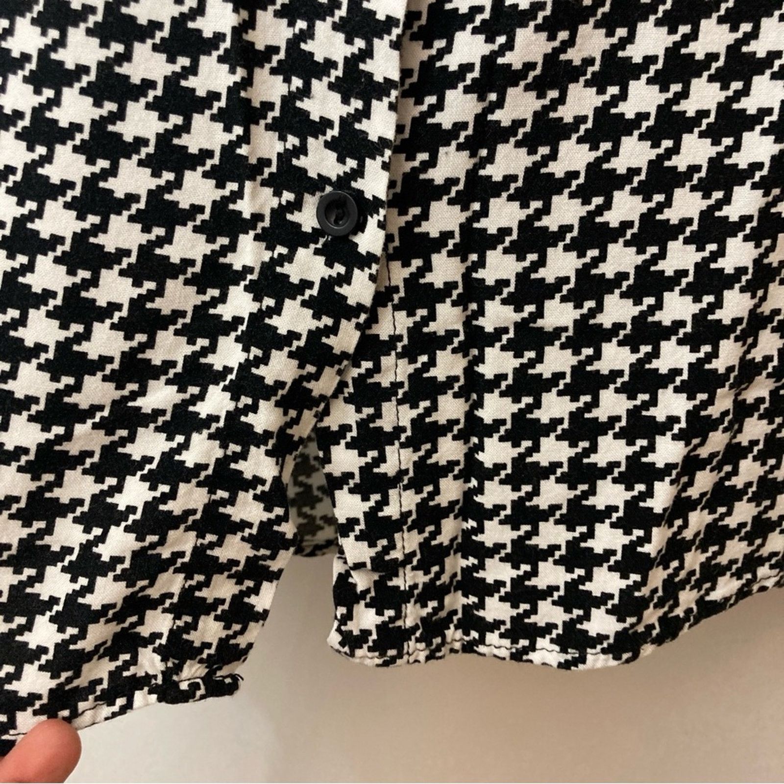 Other Big Dart Retro Black White Houndstooth Plaid Blouse Top Size M / US 6-8 / IT 42-44 - 2 Thumbnail