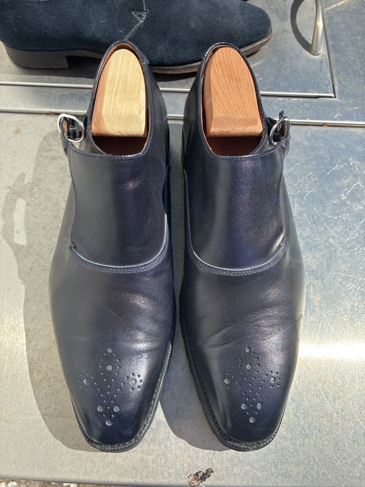 J.FitzPatrick J. Fitzpatrick Martel Blue Calf Monkstrap UK6.5E/US7.5 Size US 7.5 / EU 40-41 - 1 Thumbnail