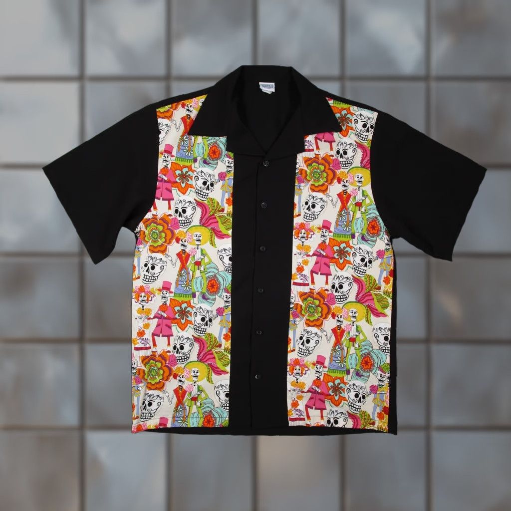 Vintage Tutti Shirt Men L Black Day Of The Dead Skull Graphic Button Up Casual Shirt Size US L / EU 52-54 / 3 - 1 Thumbnail