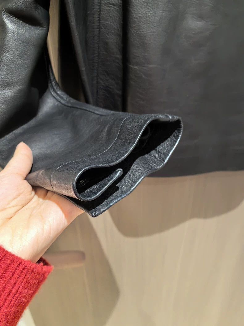 Rick Owens Classic Double-Breasted Funnel Neck Black Leather Jacket-25 Size US L / EU 52-54 / 3 - 6 Thumbnail