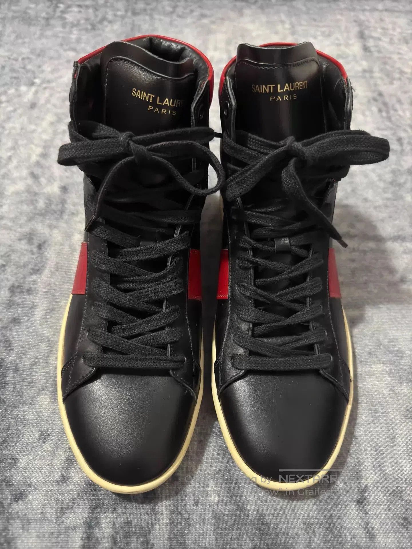 Saint Laurent Paris Black High-Top Leather Sneakers. Size US 7 / EU 40 - 4 Thumbnail