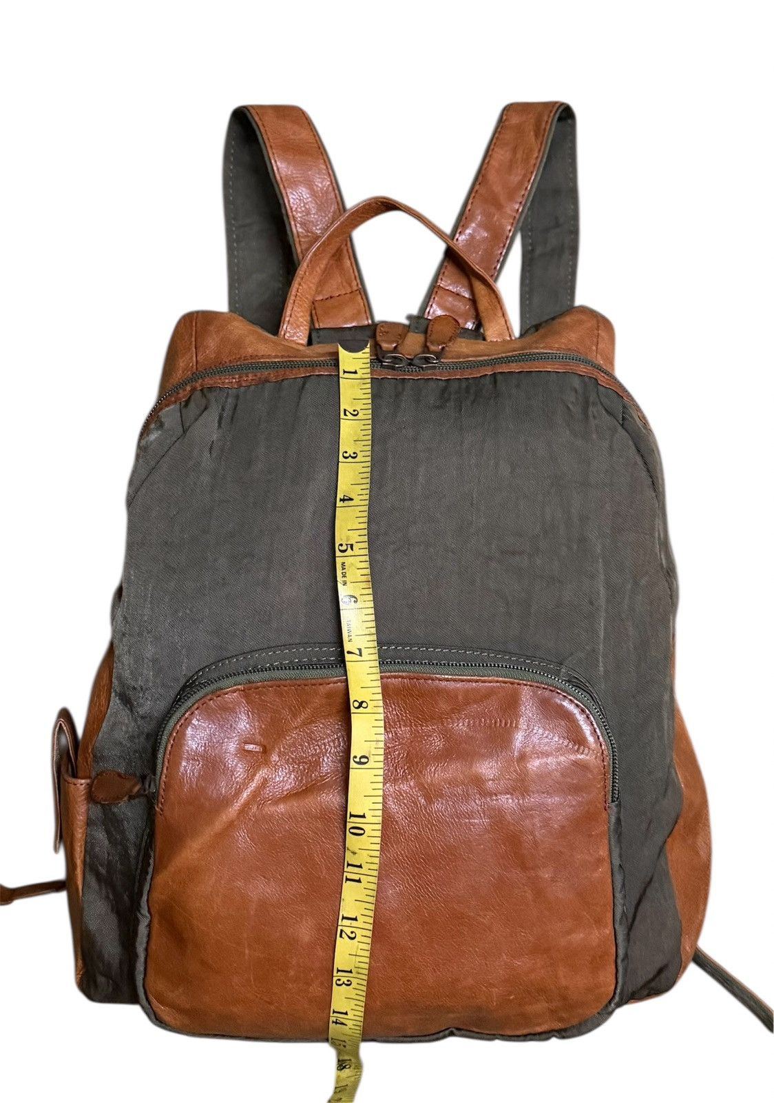 Japanese Brand L ' ALTOPIANO Canvas Leather Bagpack Green Size ONE SIZE - 3 Thumbnail