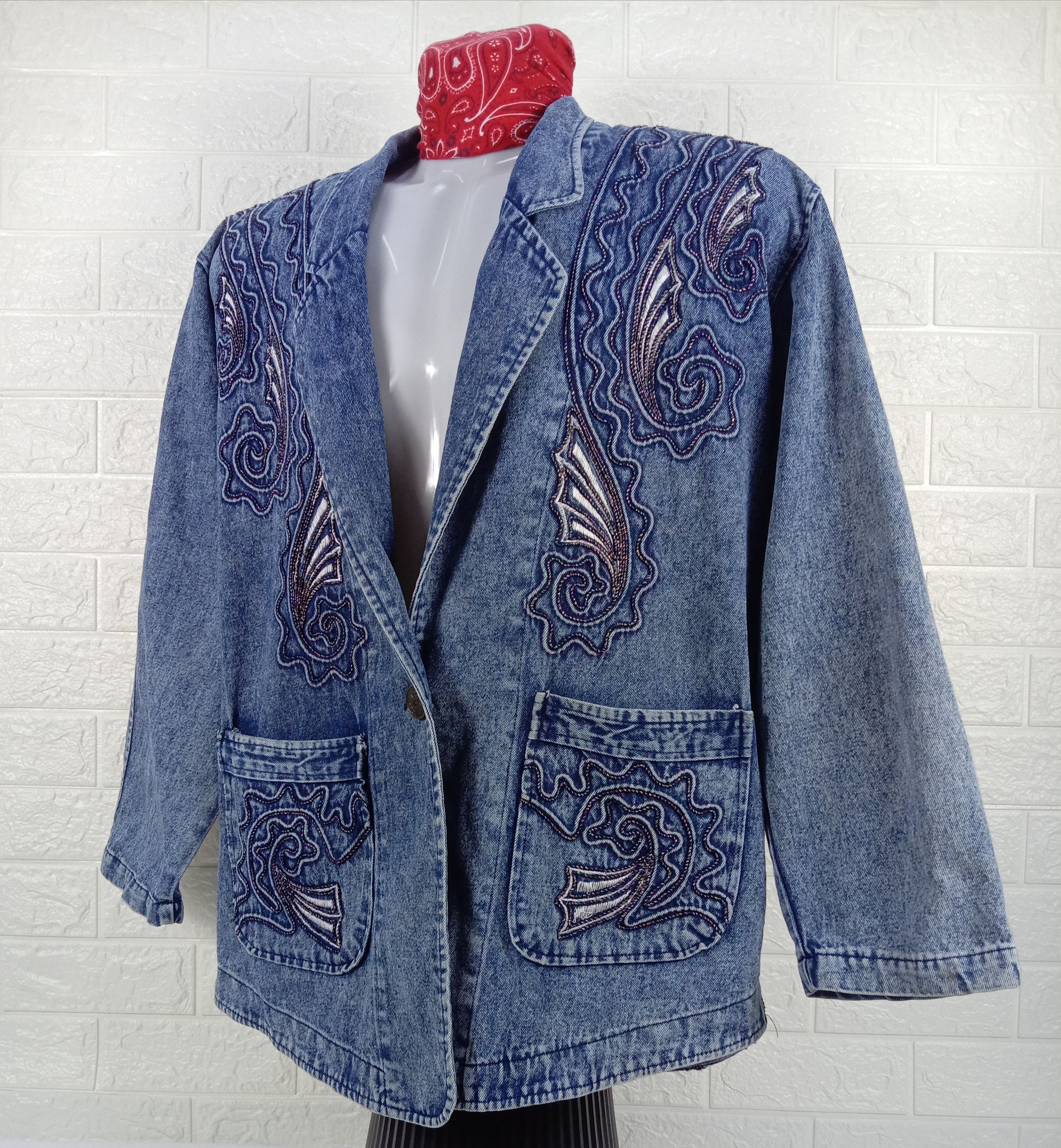 Japanese Brand Vintage Designer Embroidery Art Denim Jacket Size US XL / EU 56 / 4 - 3 Thumbnail