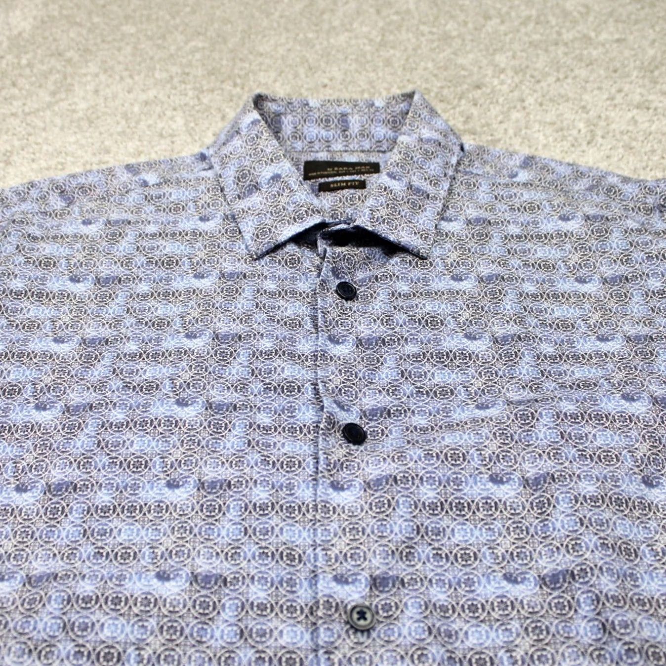 Zara Zara Man Shirt Blue Geometric Slim Fit Long Sleeve Button Up Men Large Size US L / EU 52-54 / 3 - 5 Thumbnail