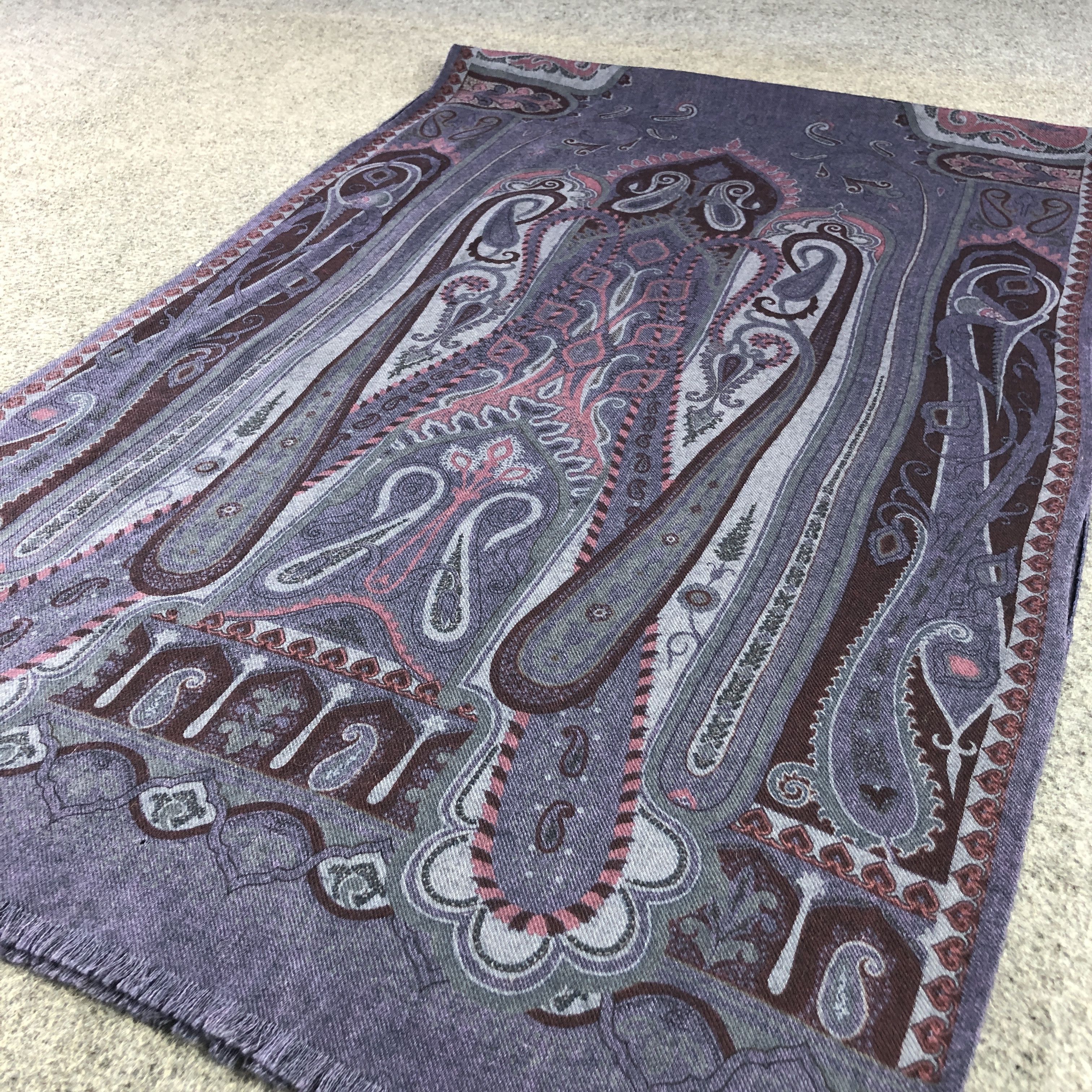Etro Etro Paisley Silk/Wool Stole Scarf Muffler Neckwear V2949 Size ONE SIZE - 3 Thumbnail