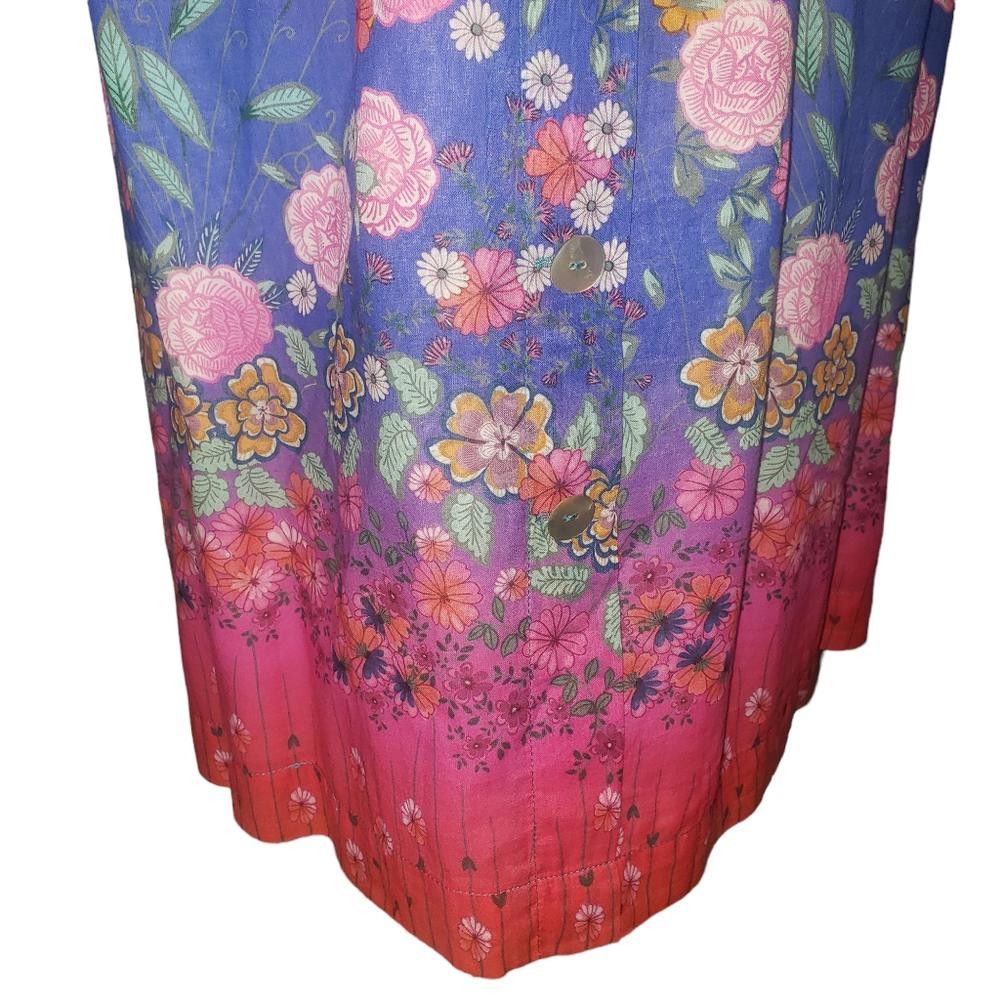Designer CT552 Johnny Was Rainbow Field Paper bag Boho Midi Skirt M Size 32" / US 10 / IT 46 - 4 Thumbnail