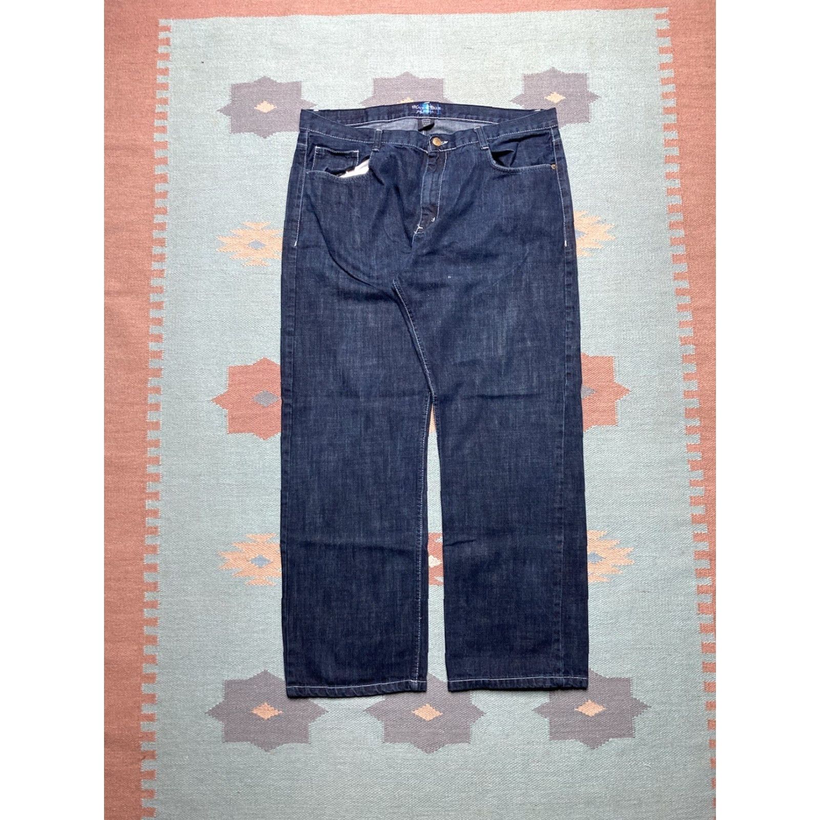 Vintage VINTAGE Black & Blue Denim Jeans Men 40 Regular Blue Wide-Leg Hip Hop Embroidered 40x32 Size US 40 / EU 56 - 4 Thumbnail