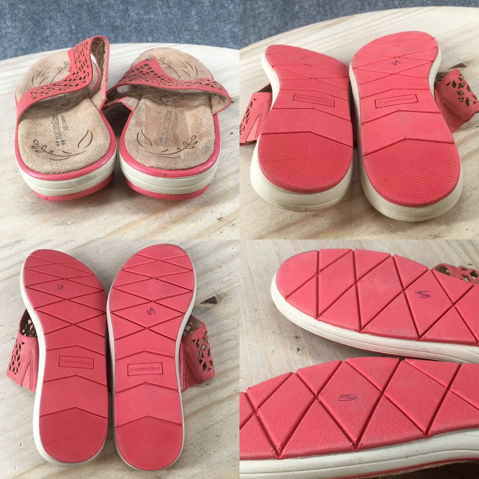 Naturalizer Naturalizer Sandals Womens 8M Sinny Thong Flip Flops Pink Faux Leather Laser Cut Sandal Womens 8 Pink Faux Leather Size US 8 / IT 38 - 8 Thumbnail
