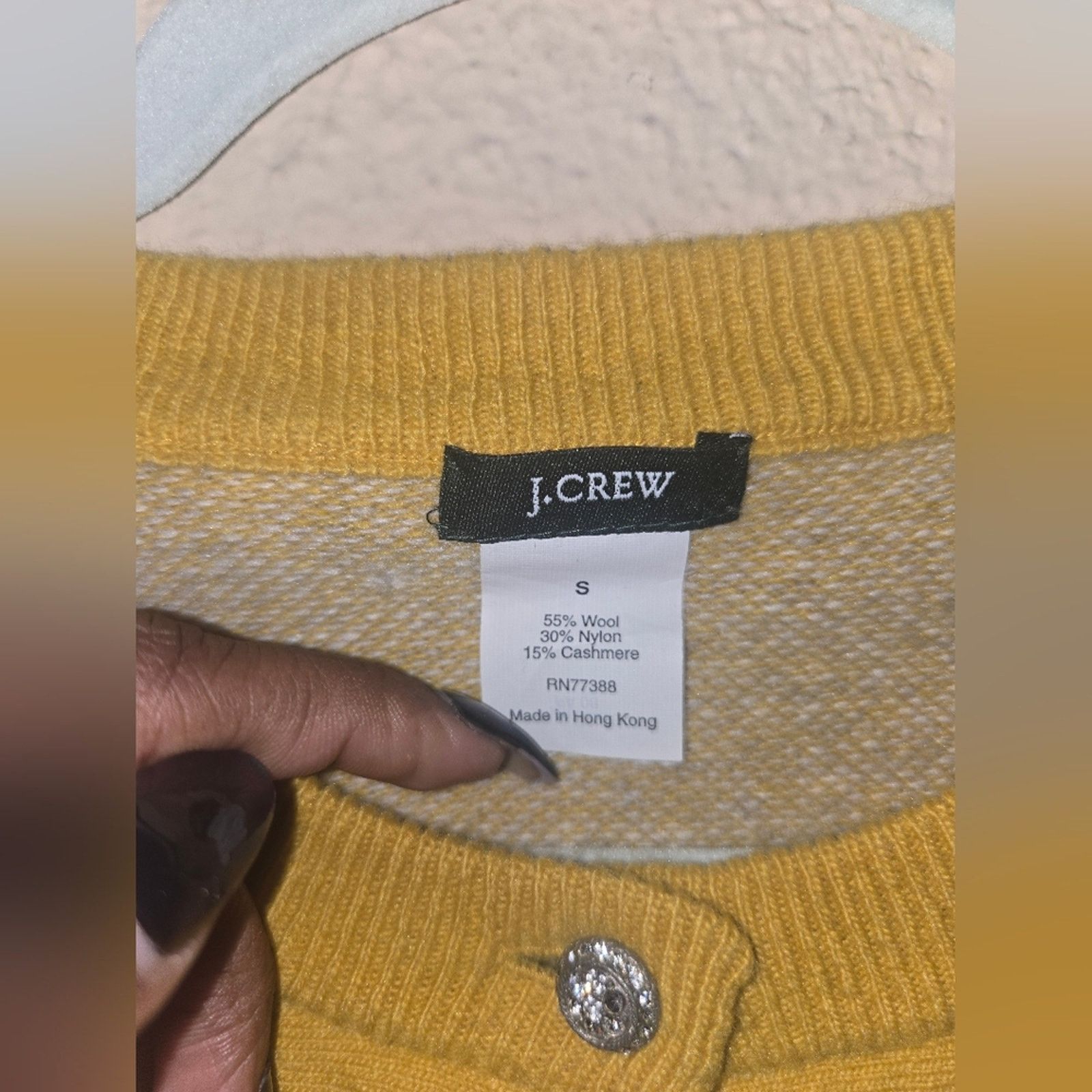 J.Crew J. Crew Wool Cashmere Blend Cardigan in Mustard Yellow, S Size S / US 4 / IT 40 - 2 Thumbnail