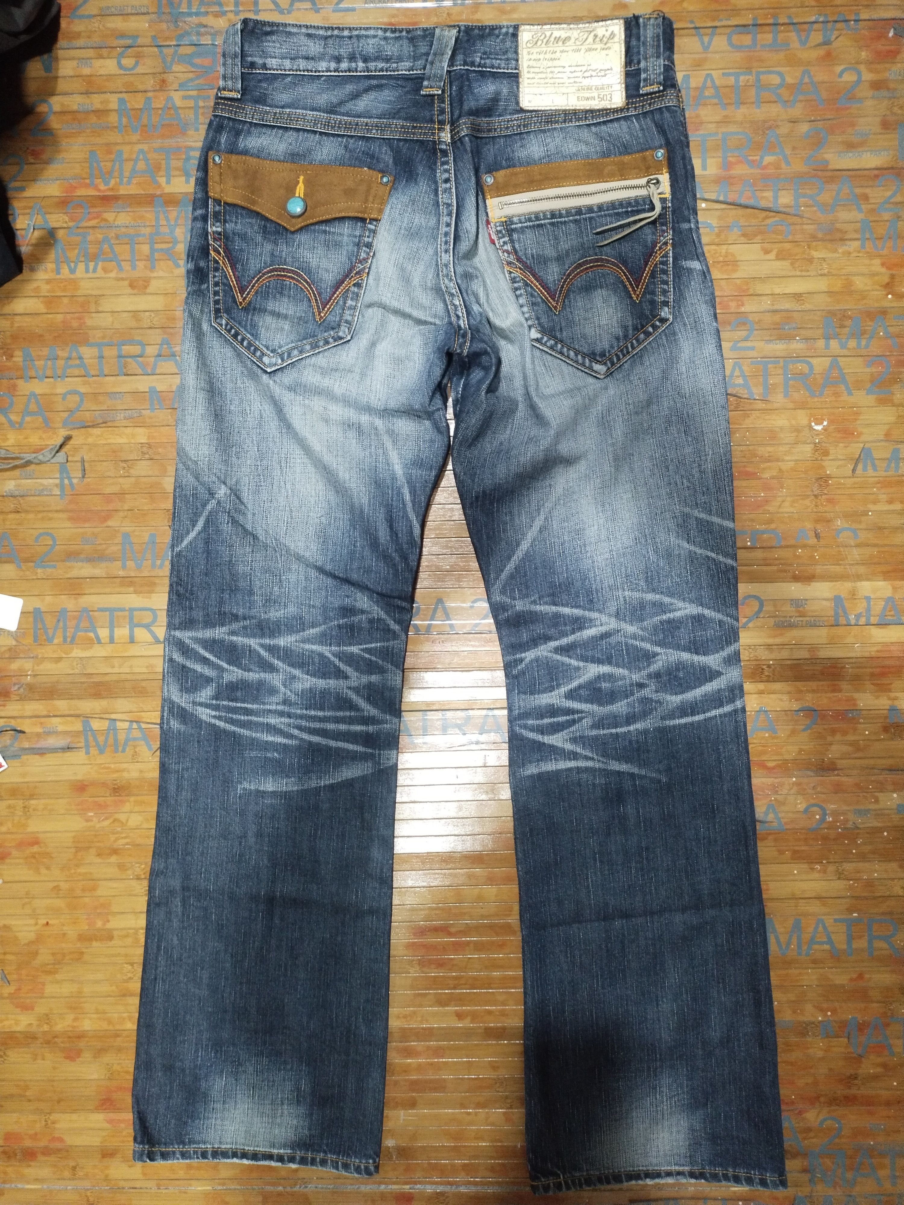 Edwin × Japanese Brand Edwin 503 "Genuine" Blue Trip Sz 32" Size US 32 / EU 48 - 2 Thumbnail