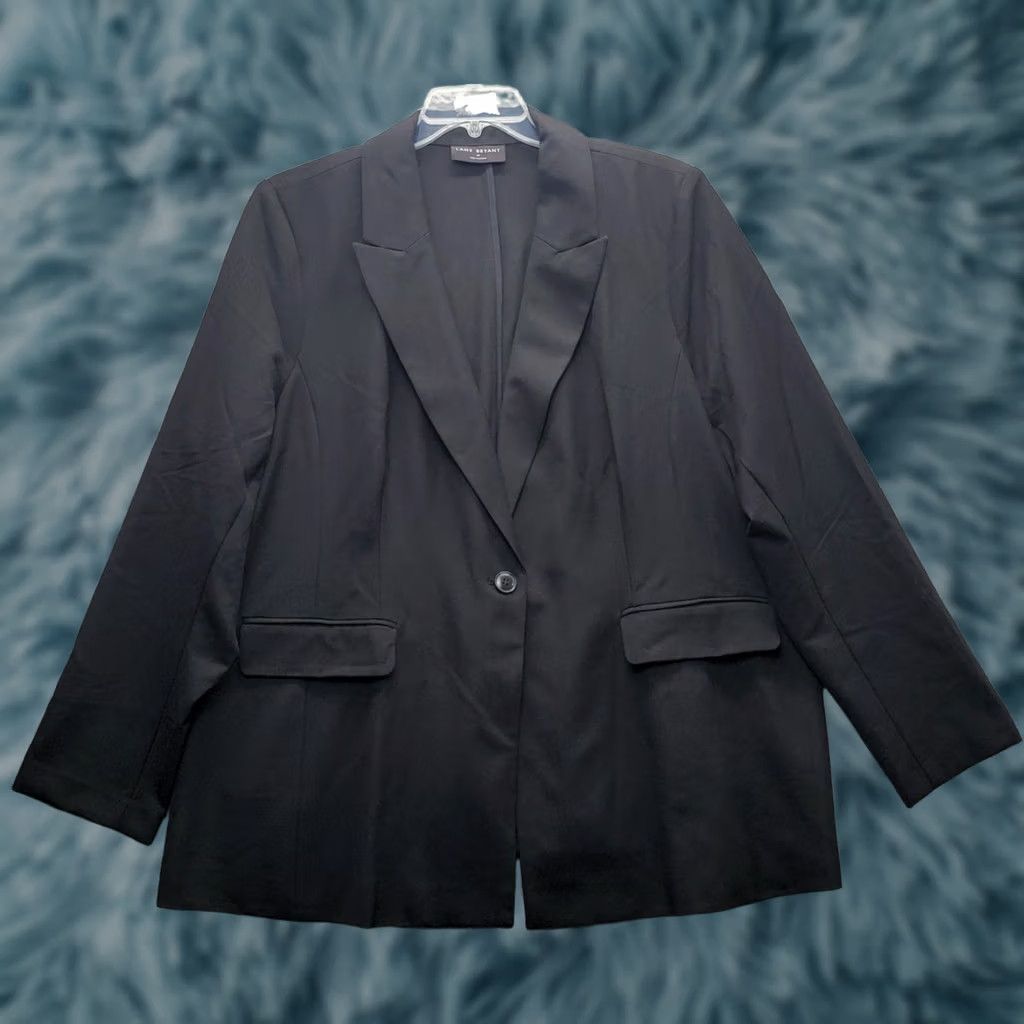 Vintage Lane Bryant Black Blazer Womens 22 Single Breasted Jetted Pockets Notch Lapel Size 3XL / US 20-22 - 1 Thumbnail