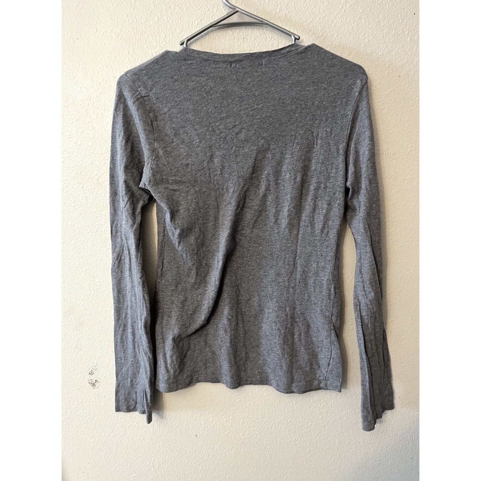 Vintage ACTIVE BASIC T-Shirt V-Neck Long Sleeve Cotton Tee Gray L Women Juniors Slim Stretch Shirt Size L / US 10 / IT 46 - 3 Thumbnail