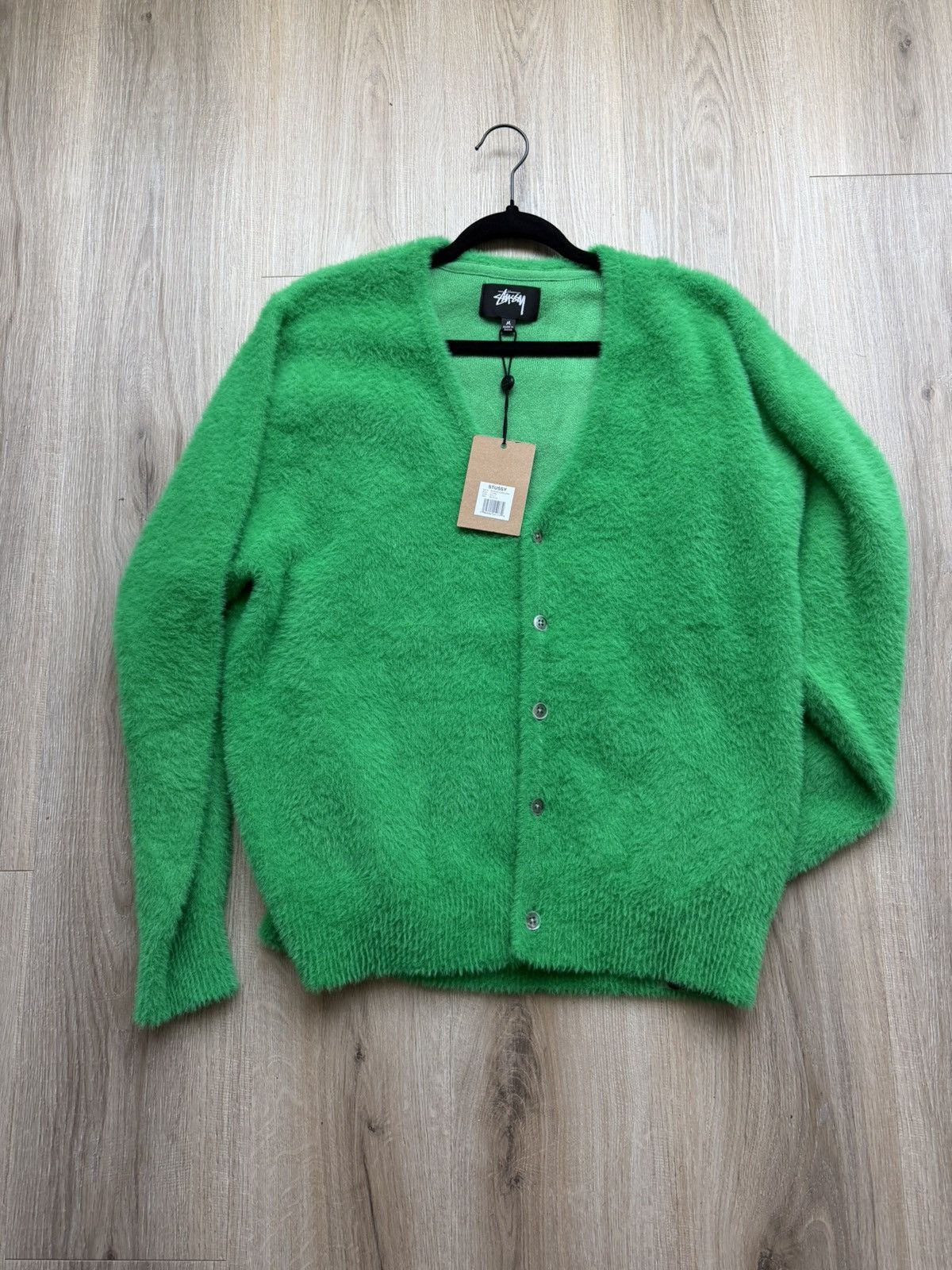 Stussy Stussy shaggy Cardigan Lime Green | Grailed
