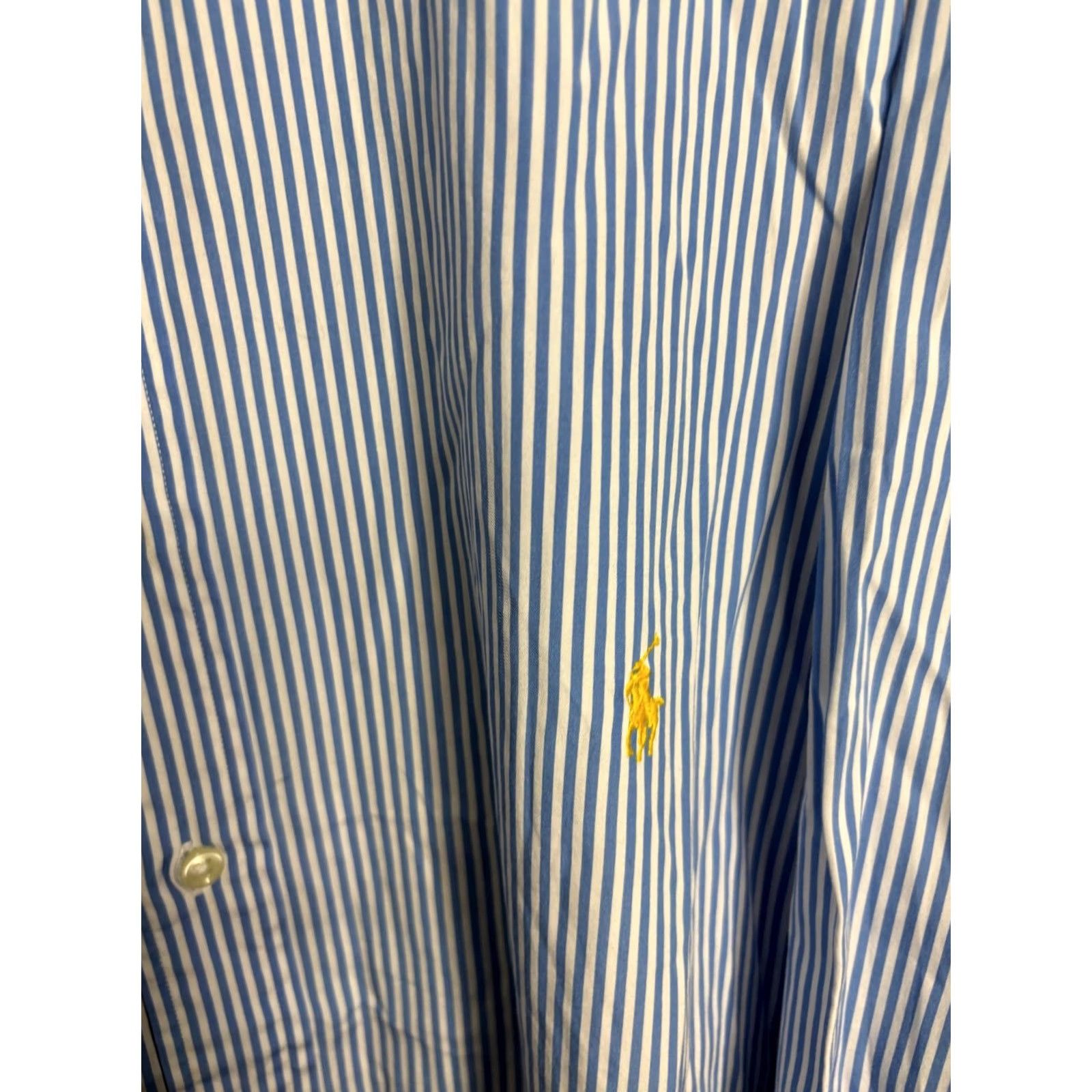 Polo Ralph Lauren Ralph Lauren Shirt Mens 3XB Big Tall Striped Pony Button Up Short Sleeve Blue Size US XXL / EU 58 / 5 - 3 Thumbnail