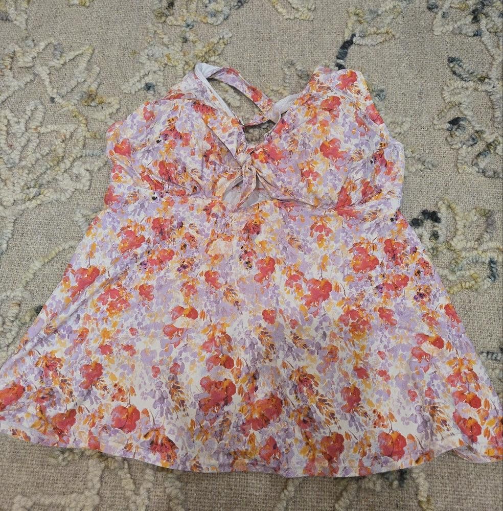 Other Birdsong Tie Front Underwire Tankini Top 32G Size ONE SIZE - 2 Thumbnail