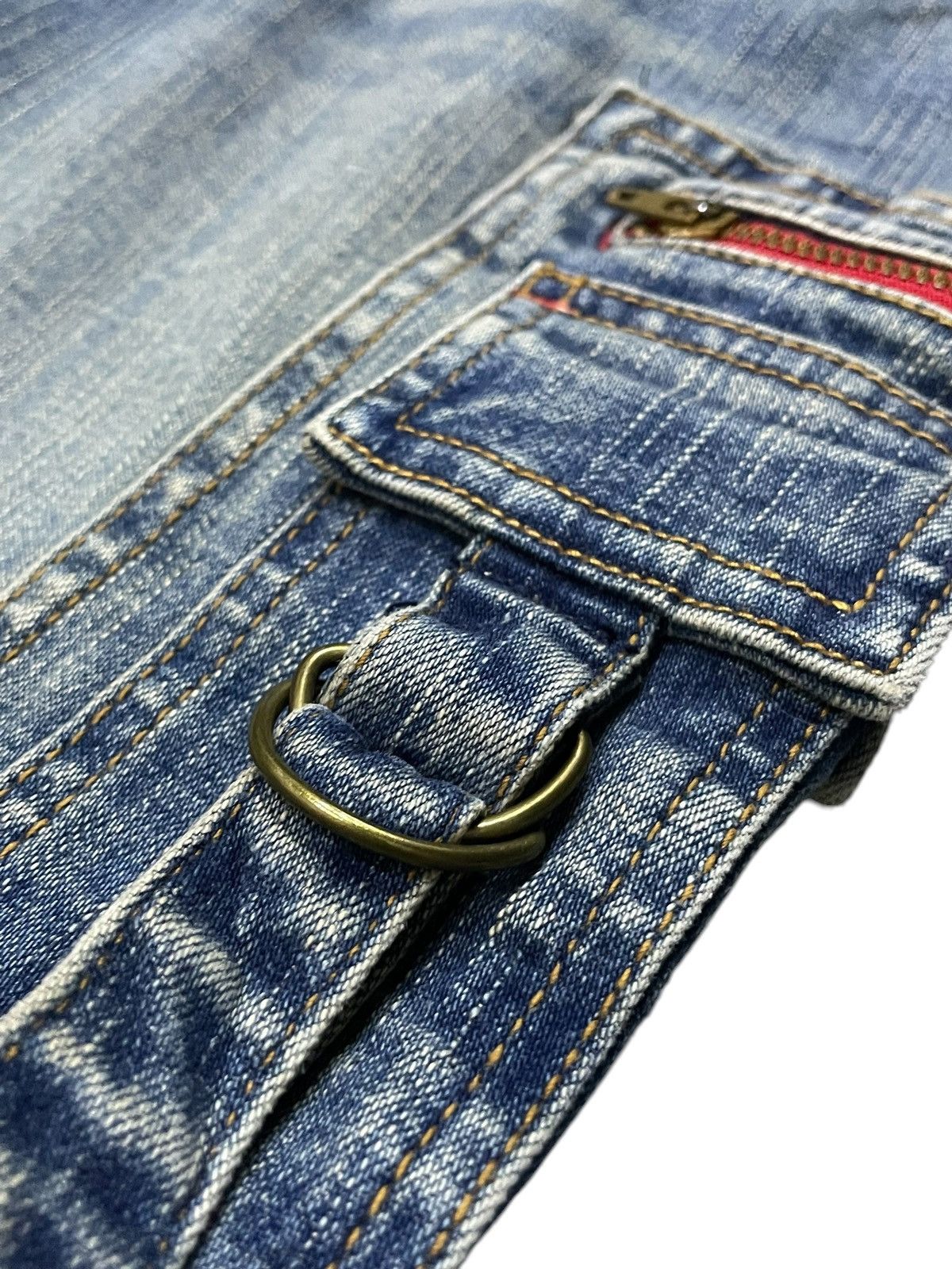 Japanese Brand × Le Grande Bleu (L.G.B.) × Tornado Mart Strech Cargo Flare Multi Pocket Jeans Size US 27 - 9 Thumbnail