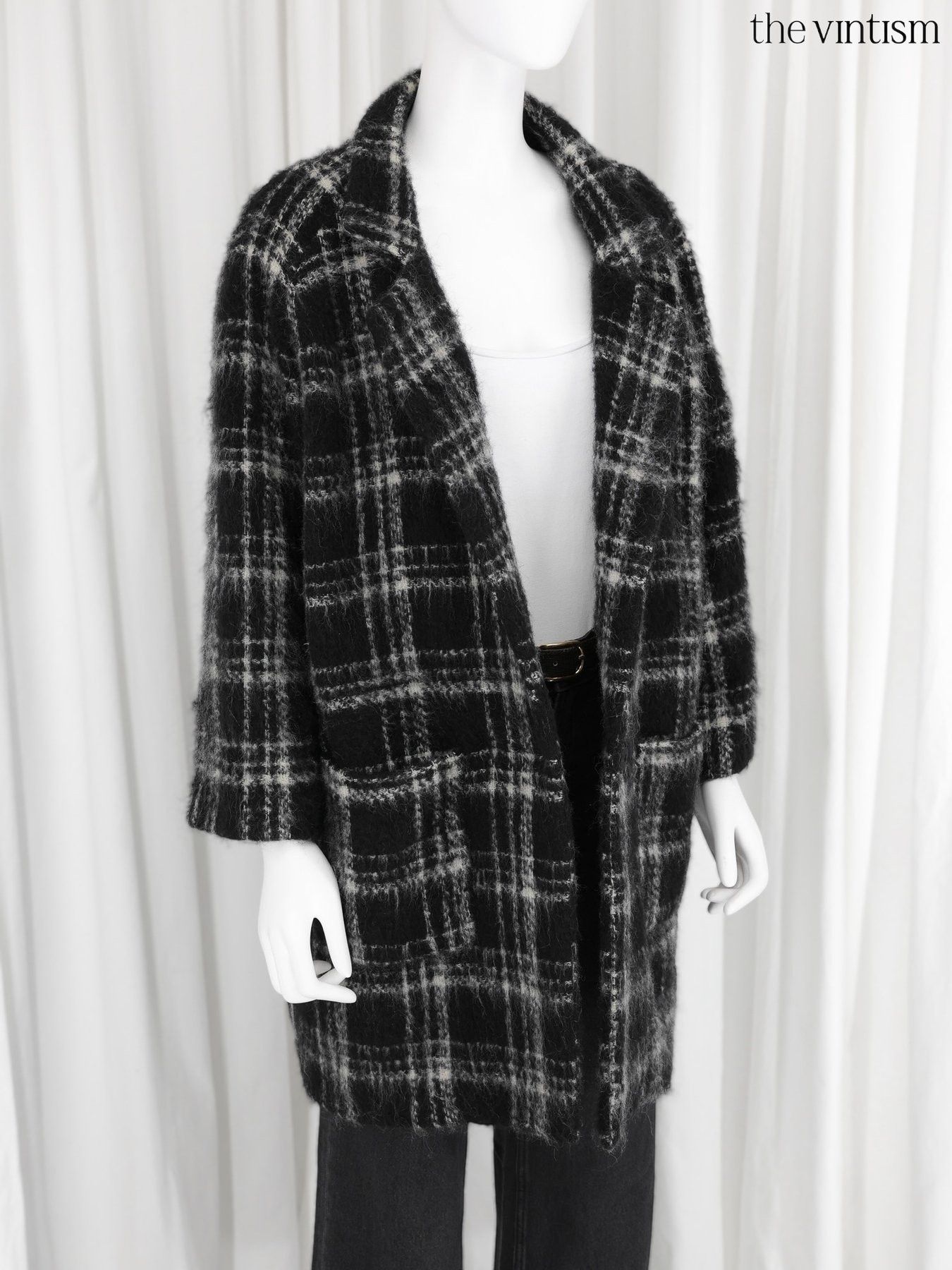 Ganni Ganni Grey Check Wool & Mohair Coat Scandi Oversized M/L Size M / US 6-8 / IT 42-44 - 2 Thumbnail
