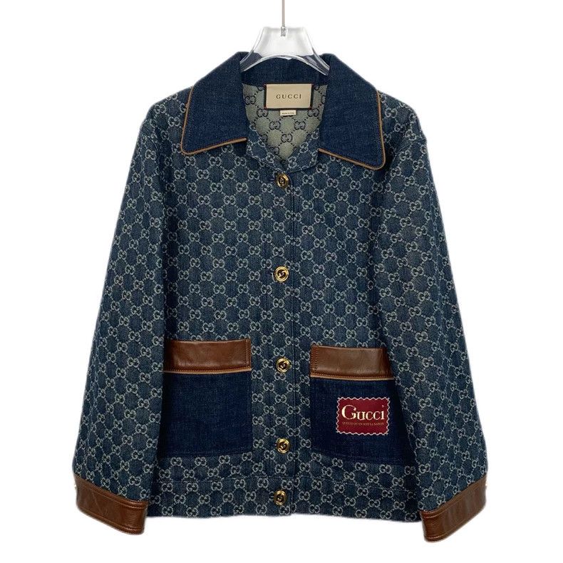 Gucci Gucci Size 36 Dark blue logo jaccard full print cotton lape Size US XS / EU 42 / 0 - 1 Thumbnail