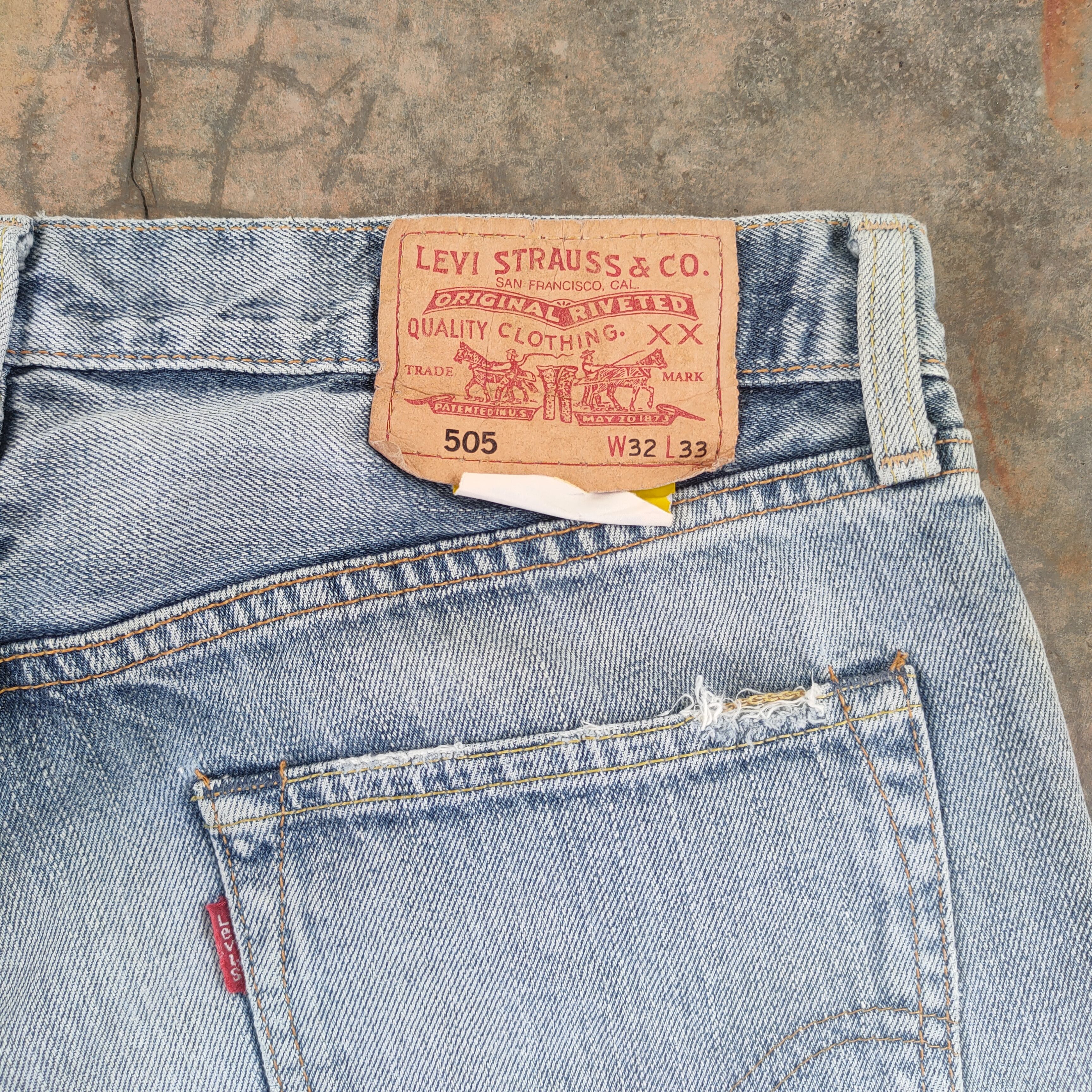 Jean W32×33 VINTAGE LEVI'S 505 FADED WASH DISTRESSED JEANS PANTS Size US 32 / EU 48 - 10 Thumbnail