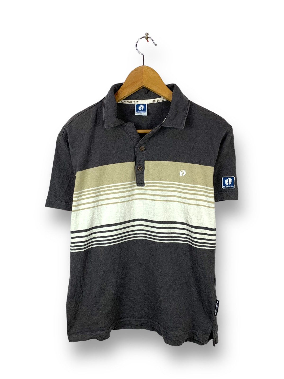 Hang Ten Steals! Hang Ten Vintage Style Stripes Polo Collar Tee Size US M / EU 48-50 / 2 - 1 Thumbnail