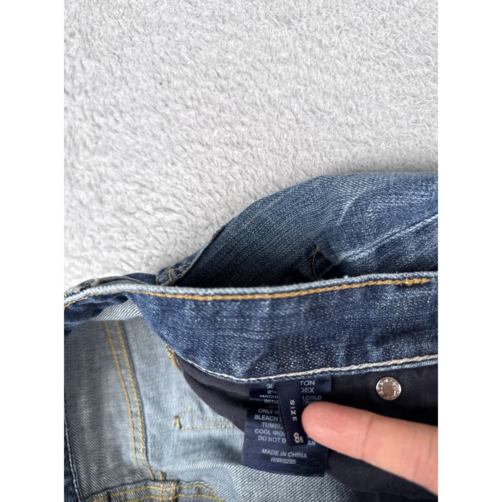 Express Express Eva Boot Cut Jeans Womens 8 Blue Low Rise Stretch Medium Denim 29x31 City Embroidered 5-Pocket Design Size 30" / US 8 / IT 44 - 7 Thumbnail