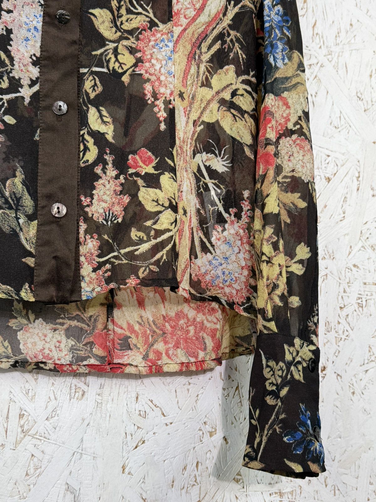 Just Cavalli Vintage Just Cavalli Floral Semi Sheer Silk Blouse Size 40 Size S / US 4 / IT 40 - 3 Thumbnail