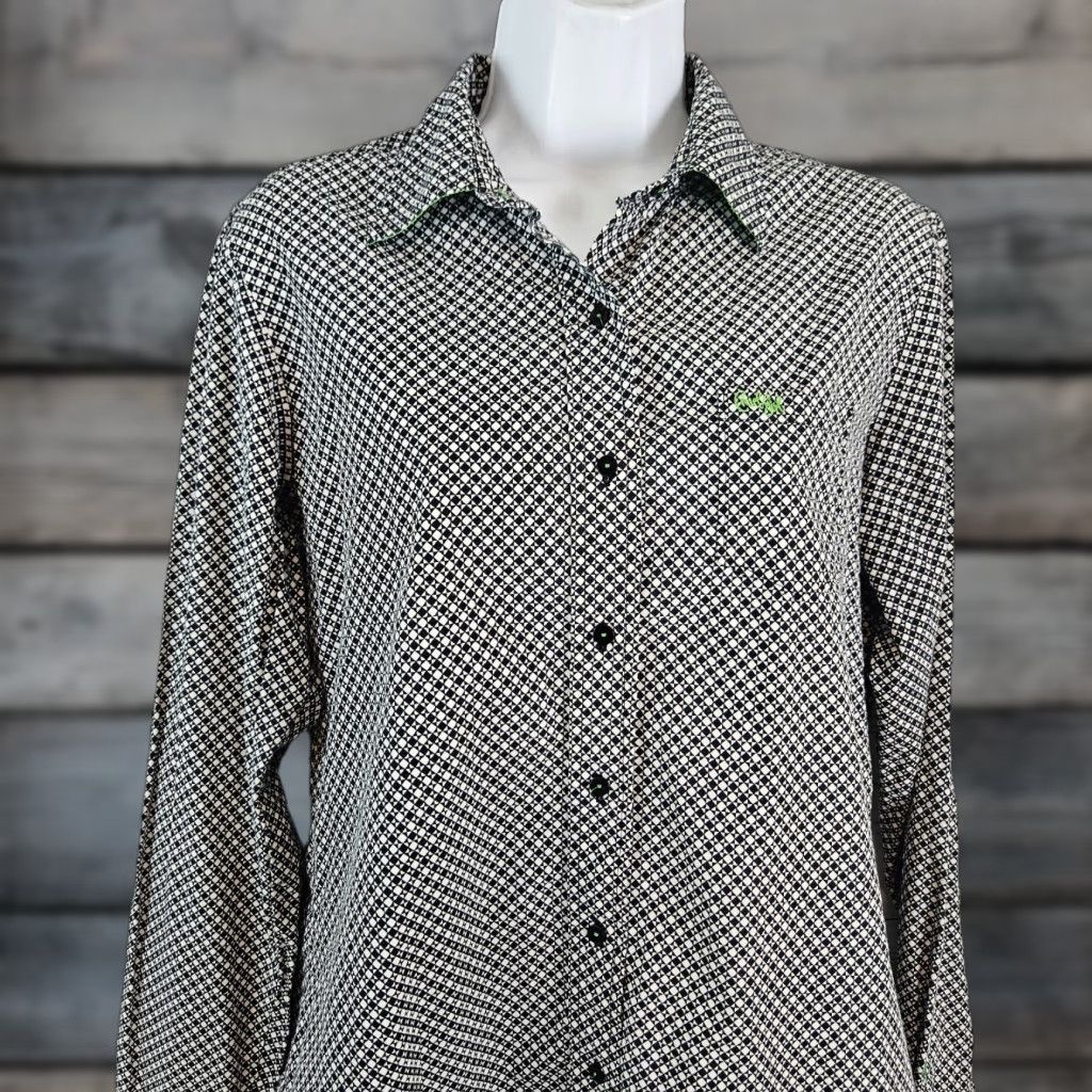 Vintage Cruel Girl Womens Button Up Shirt Sz Large Black White Geometric 100% Cotton Button-Up Regular Long Sleeve Collared Tailored Vintage No Size L / US 10 / IT 46 - 1 Thumbnail