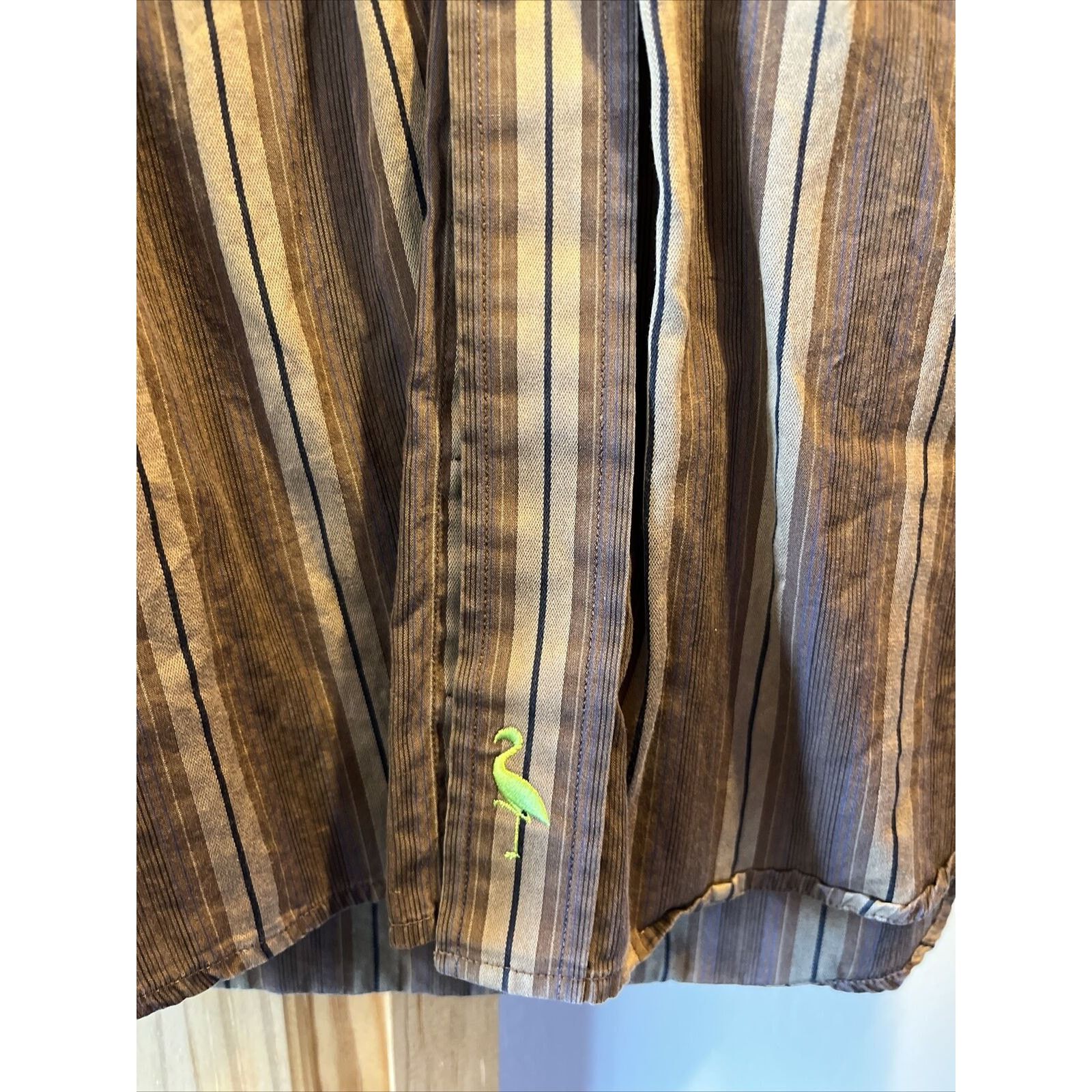 Tailorbyrd TAILORBYRD Men L Striped Brown Gold Long Sleeve cotton Shirt Size US L / EU 52-54 / 3 - 10 Thumbnail