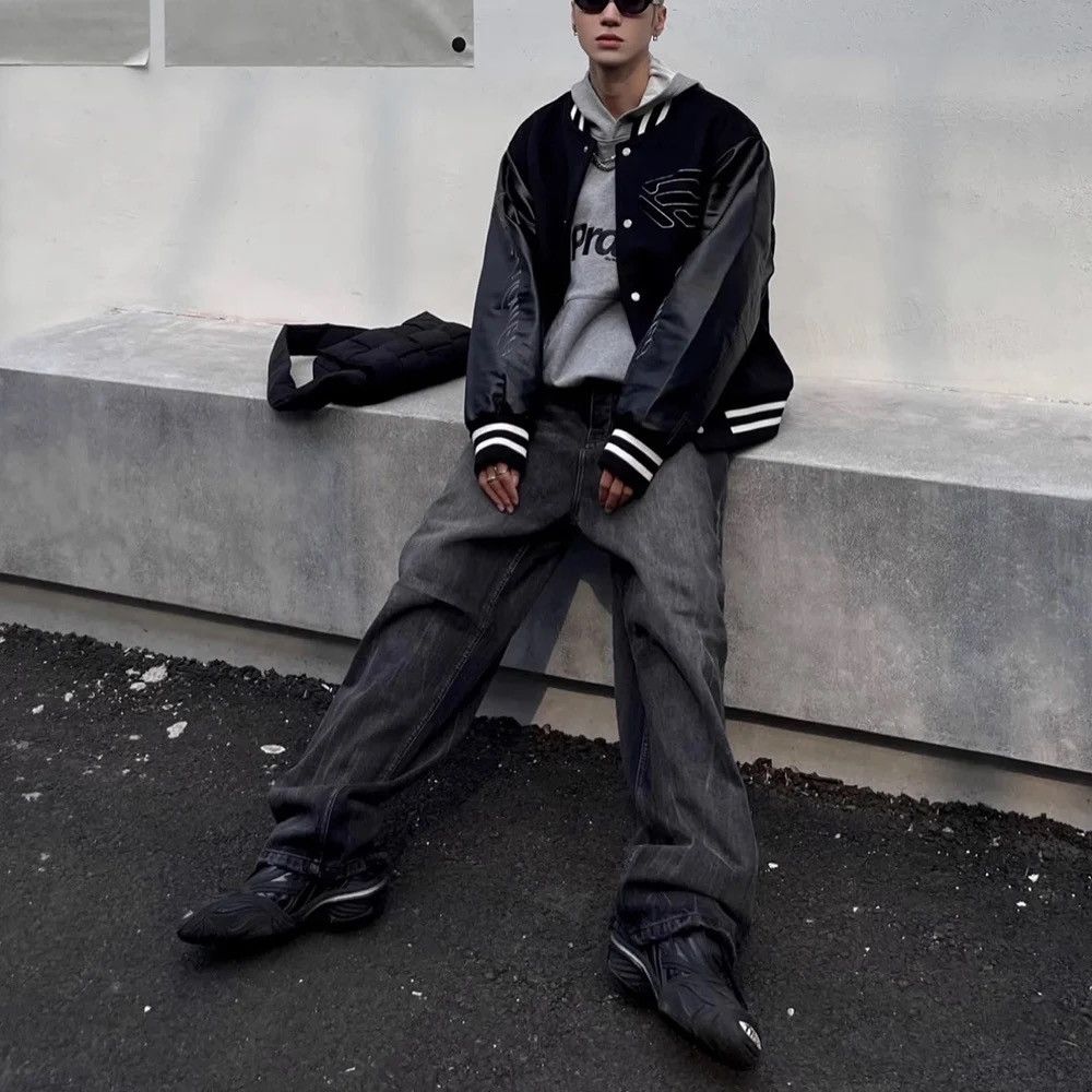 Jean × Vintage Black Washed Damage Baggy jeans y2k 90’s retro style Size US 32 / EU 48 - 11 Thumbnail