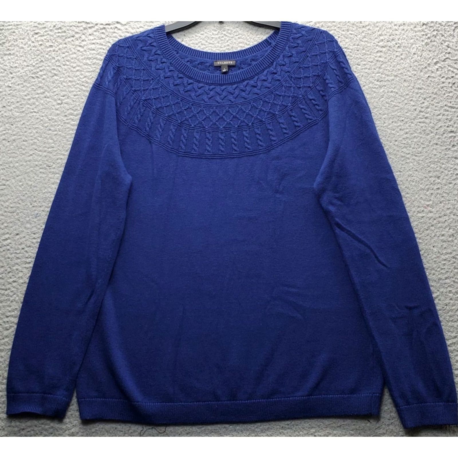 Talbots Talbots Cable-Yoke Sweater Womens Large Blue Pullover Knit Long Sleeve Casual Fall Winter Shirt Mens? Size L / US 10 / IT 46 - 2 Thumbnail