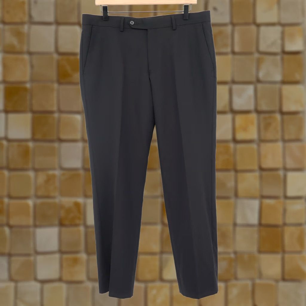 John Varvatos John Varvatos Men's Black Wool Blend Dress Pants Sz 34 Slim Straight Regular 34x30 Black Wool Polyester Elastane Dry Clean Only Size US 34 / EU 50 - 1 Thumbnail