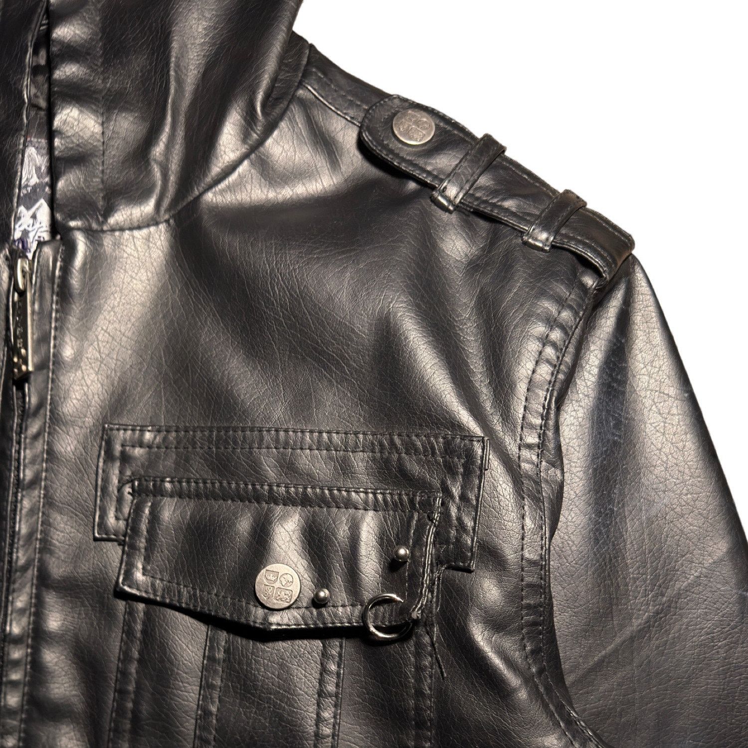 Other Pierced Hooded Leather Jacket Size US L / EU 52-54 / 3 - 3 Thumbnail
