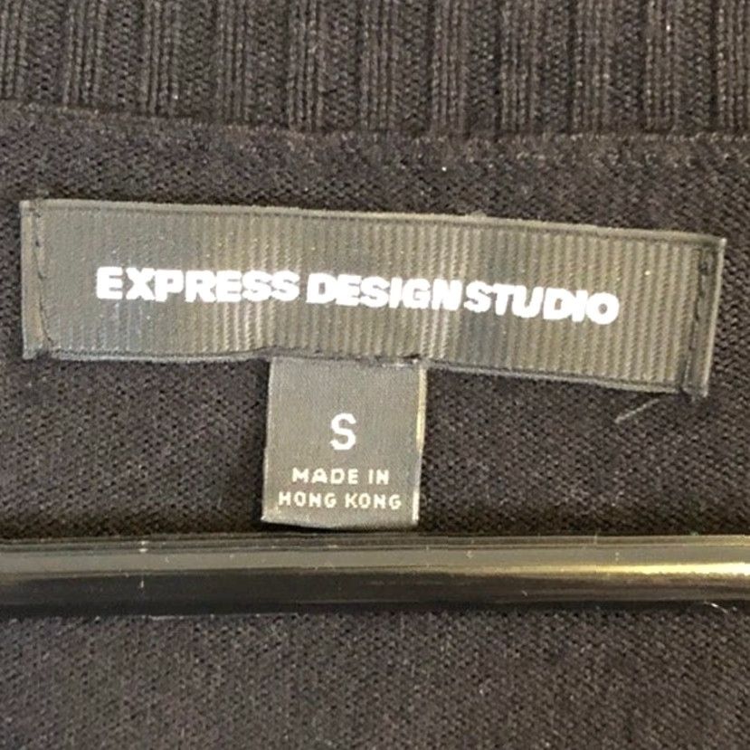 Express Express Design Studio Womens Sweater Cardigan Black Knit Ruffled Button Down Stretch S Size S / US 4 / IT 40 - 4 Thumbnail